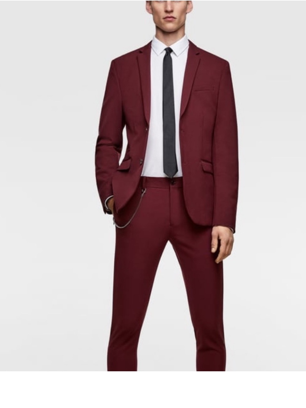 Zara Men's Burgundy Suit Blazer Pant Trouser set